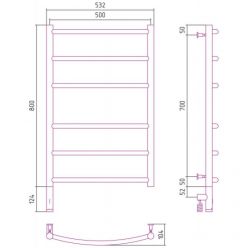 Полотенцесушитель электрический Сунержа Галант 3.0, высота 80 см, ширина 50 см, диммер слева/справа, цвет золото, 03-5800-8050/03-5801-8050