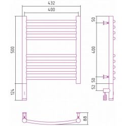 Полотенцесушитель электрический Сунержа Богема 3.0, высота 50 см, ширина 40 см, диммер слева, цвет золото, 03-5802-5040