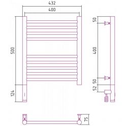 Полотенцесушитель электрический Сунержа Богема 3.0, высота 50 см, ширина 40 см, диммер слева/справа, цвет золото, 03-5804-5040/03-5805-5040