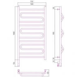 Полотенцесушитель электрический Сунержа Элегия 3.0, высота 100 см, ширина 50 см, диммер слева/справа, цвет золото, 03-5818-1050/03-5819-1050