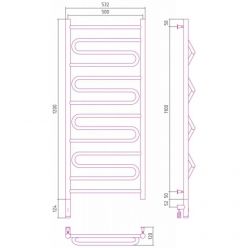 Полотенцесушитель электрический Сунержа Элегия 3.0, высота 120 см, ширина 50 см, диммер слева/справа, цвет золото, 03-5818-1250/03-5819-1250