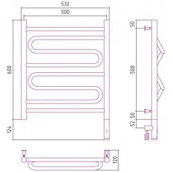 Полотенцесушитель электрический Сунержа Элегия 3.0, высота 60 см, ширина 50 см, диммер слева/справа, цвет золото, 03-5818-6050/03-5819-6050