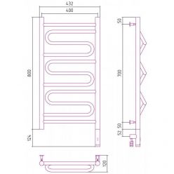 Полотенцесушитель электрический Сунержа Элегия 3.0, высота 80 см, ширина 40 см, диммер слева/справа, цвет золото, 03-5818-8040/03-5819-8040