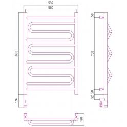 Полотенцесушитель электрический Сунержа Элегия 3.0, высота 80 см, ширина 50 см, диммер слева/справа, цвет золото, 03-5818-8050/03-5819-8050