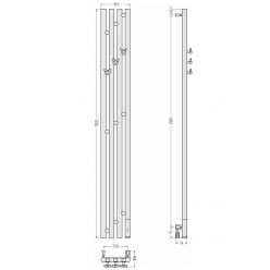 Полотенцесушитель электрический Сунержа Кантата 3.0, ширина 15.9 см, высота 150 см, диммер справа, цвет темный титан муар, 15-5847-1516