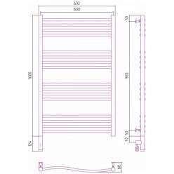 Полотенцесушитель электрический Сунержа Флюид 3.0, высота 100 см, ширина 60 см, диммер слева/справа, цвет золото, 03-5820-1060/03-5821-1060