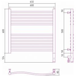 Полотенцесушитель электрический Сунержа Флюид 3.0, высота 60 см, ширина 60 см, диммер справа, цвет золото, 03-5821-6060