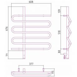 Полотенцесушитель электрический Сунержа Эпатаж 3.0, высота 80 см, ширина 60 см, диммер слева/справа, цвет золото, 03-5850-8060/03-5851-8060
