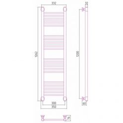 Полотенцесушитель водяной Сунержа Богема+, высота 120 см, ширина 30 см, универсальное подключение, цвет состаренная бронза, 05-0220-1230