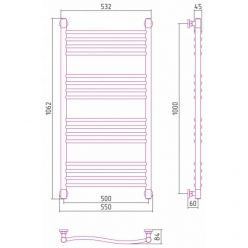 Полотенцесушитель водяной Сунержа Флюид+, высота 100, ширина 50 см, универсальное подключение, цвет состаренная бронза, 05-0222-1050