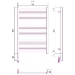 Полотенцесушитель электрический Сунержа Модус 3.0, высота 80 см, ширина 50 см, диммер слева/справа, цвет состаренная латунь, 051-5700-8050/051-5701-8050