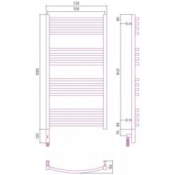 Полотенцесушитель электрический Сунержа Аркус 3.0, высота 100 см, ширина 50 см, диммер слева/справа, цвет состаренная латунь, 051-5704-1050/051-5705-1050