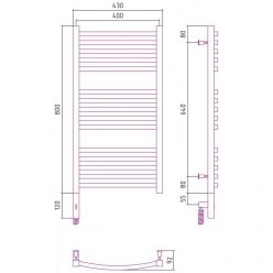 Полотенцесушитель электрический Сунержа Аркус 3.0, высота 80 см, ширина 40 см, диммер слева/справа, цвет состаренная латунь, 051-5704-8040/051-5705-8040