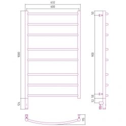 Полотенцесушитель электрический Сунержа Галант 3.0, высота 100 см, ширина 60 см, диммер слева/справа, цвет состаренная латунь, 051-5800-1060/051-5801-1060