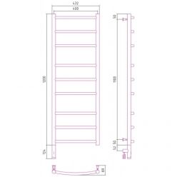 Полотенцесушитель электрический Сунержа Галант 3.0, высота 120 см, ширина 40 см, диммер слева/справа, цвет состаренная латунь, 051-5800-1240/051-5801-1240