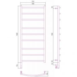 Полотенцесушитель электрический Сунержа Галант 3.0, высота 120 см, ширина 50 см, диммер слева/справа, цвет состаренная латунь, 051-5800-1250/051-5801-1250