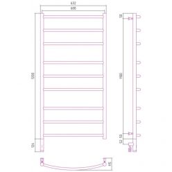 Полотенцесушитель электрический Сунержа Галант 3.0, высота 120 см, ширина 60 см, диммер слева/справа, цвет состаренная латунь, 051-5800-1260/051-5801-1260
