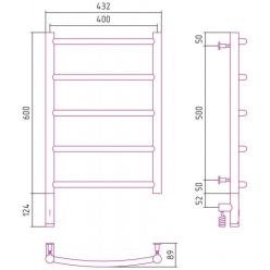 Полотенцесушитель электрический Сунержа Галант 3.0, высота 60 см, ширина 40 см, диммер слева/справа, цвет состаренная латунь, 051-5800-6040/051-5801-6040