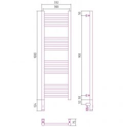 Полотенцесушитель электрический Сунержа Богема 3.0, высота 100 см, ширина 30 см, диммер слева/справа, цвет состаренная латунь, 051-5804-1030/051-5805-1030