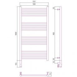 Полотенцесушитель электрический Сунержа Богема 3.0, высота 100 см, ширина 50 см, диммер слева/справа, цвет состаренная латунь, 051-5804-1050/051-5805-1050