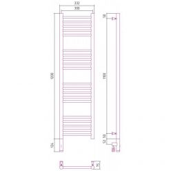 Полотенцесушитель электрический Сунержа Богема 3.0, высота 120 см, ширина 30 см, диммер слева/справа, цвет состаренная латунь, 051-5804-1230/051-5805-1230