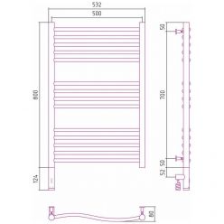 Полотенцесушитель электрический Сунержа Флюид 3.0, высота 80 см, ширина 50 см, диммер слева/справа, цвет состаренная латунь, 051-5820-8050/051-5821-8050