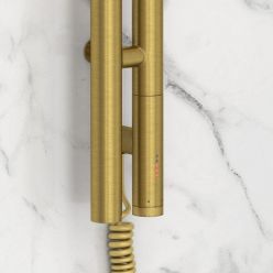 Полотенцесушитель электрический Сунержа Нюанс 3.0, высота 180 см, ширина 10 см, диммер справа, цвет состаренная латунь, 051-5843-1853