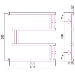 Полотенцесушитель водяной Сунержа High-Tech M+, высота 60 см, ширина 60 см, боковое подключение 60 см, цвет матовый черный, 31-4050-6060