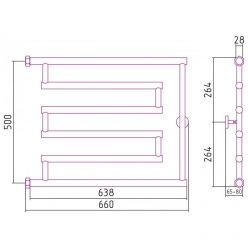 Полотенцесушитель водяной Сунержа High-Tech L 071-0052-5065, высота 50 см, ширина 65 см, боковое подключение 50 см, цвет сатин