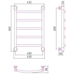 Полотенцесушитель водяной Сунержа Галант+ 071-0200-6040, высота 60 см, ширина 40 см, универсальное подключение, цвет сатин