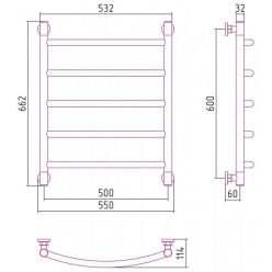 Полотенцесушитель водяной Сунержа Галант+ 15-0200-6050, высота 60 см, ширина 50 см, универсальное подключение, цвет тёмный титан муар