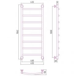 Полотенцесушитель водяной Сунержа Галант+ 31-0200-1040, высота 100 см, ширина 40 см, универсальное подключение, цвет матовый черный