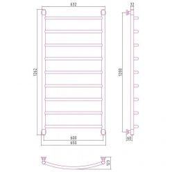 Полотенцесушитель водяной Сунержа Галант+ 31-0200-1260, высота 120 см, ширина 60 см, универсальное подключение, цвет матовый черный