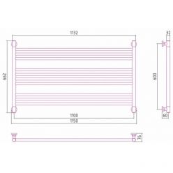 Полотенцесушитель водяной Сунержа Богема L 15-0202-6011, ширина 110 см, высота 60 см, универсальное подключение, цвет тёмный титан муар