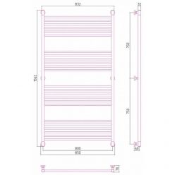 Полотенцесушитель водяной Сунержа Богема+ 071-0220-1580, высота 150 см, ширина 80 см, универсальное подключение, цвет сатин