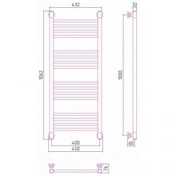 Полотенцесушитель водяной Сунержа Богема+ 12-0220-1040, высота 100 см, ширина 40 см, универсальное подключение, цвет белый