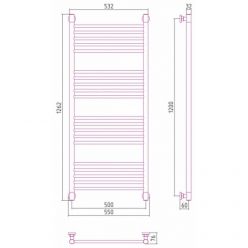 Полотенцесушитель водяной Сунержа Богема+ 12-0220-1250, высота 120 см, ширина 50 см, универсальное подключение, цвет белый