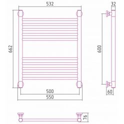 Полотенцесушитель водяной Сунержа Богема+ 12-0220-6050, высота 60 см, ширина 50 см, универсальное подключение, цвет белый