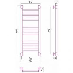 Полотенцесушитель водяной Сунержа Богема+ 12-0220-8030, высота 80 см, ширина 30 см, универсальное подключение, цвет белый