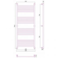 Полотенцесушитель водяной Сунержа Богема+ 15-0220-1560, высота 150 см, ширина 60 см, универсальное подключение, цвет тёмный титан муар