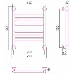 Полотенцесушитель водяной Сунержа Богема+ 15-0220-5040, высота 50 см, ширина 40 см, универсальное подключение, цвет тёмный титан муар
