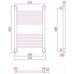 Полотенцесушитель водяной Сунержа Богема+ 15-0220-6040, высота 60 см, ширина 40 см, универсальное подключение, цвет тёмный титан муар