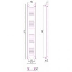 Полотенцесушитель водяной Сунержа Богема+ 30-0220-1215, высота 120 см, ширина 15 см, универсальное подключение, цвет матовый белый