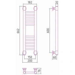 Полотенцесушитель водяной Сунержа Богема+ 31-0220-6015, высота 60 см, ширина 15 см, универсальное подключение, цвет матовый черный