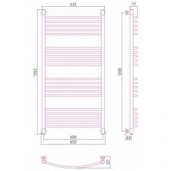 Полотенцесушитель водяной Сунержа Богема+ 071-0221-1260, высота 120 см, ширина 60 см, универсальное подключение, цвет сатин