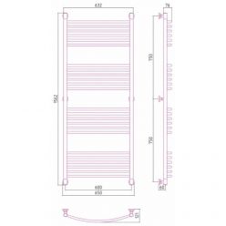 Полотенцесушитель водяной Сунержа Богема+ 30-0221-1560, высота 150 см, ширина 60 см, универсальное подключение, цвет матовый белый