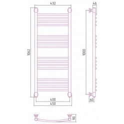 Полотенцесушитель водяной Сунержа Богема+ 31-0221-1040, высота 100 см, ширина 40 см, универсальное подключение, цвет матовый черный