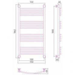Полотенцесушитель водяной Сунержа Богема+ 31-0221-1050, высота 100 см, ширина 50 см, универсальное подключение, цвет матовый черный