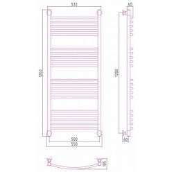 Полотенцесушитель водяной Сунержа Богема+ 31-0221-1250, высота 120 см, ширина 50 см, универсальное подключение, цвет матовый черный