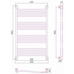 Полотенцесушитель водяной Сунержа Флюид+ 12-0222-1060, высота 100, ширина 60 см, универсальное подключение, цвет белый